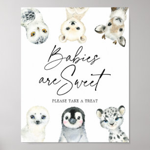 Den lilla arktiska babyskåraren Spädbarn är ett sö Poster