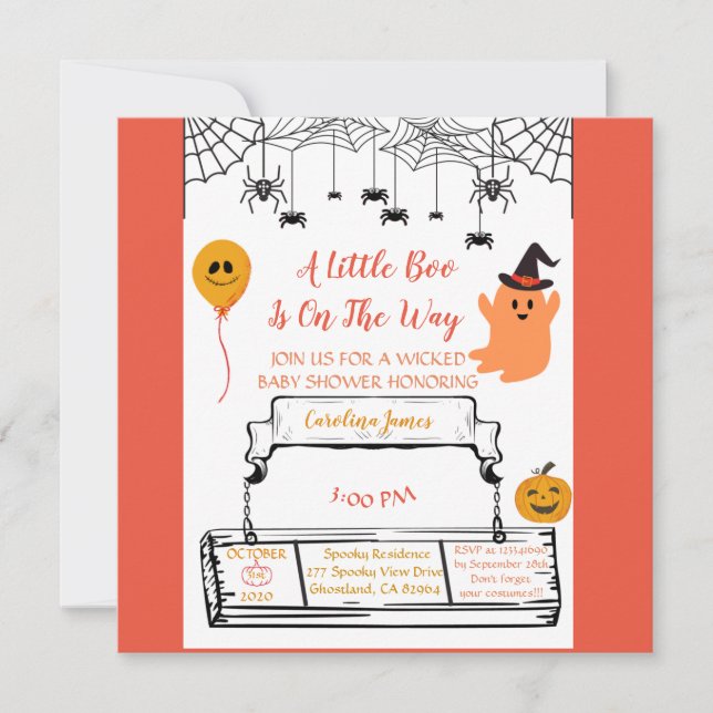 Den lilla baby-boon-duschhalloween-temat meddelande (Framsida)