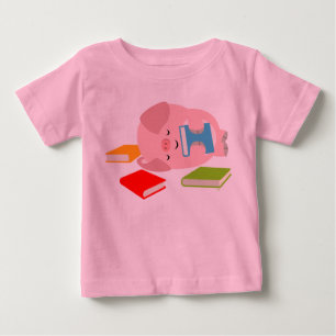 Den lilla Bok-Älskare (Tecknad Gris) Baby T-Shirt
