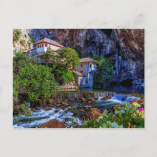 Den lilla byn Blagaj vid Buna-vattenfallet, Bosnie Vykort