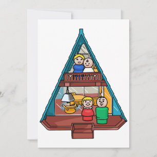 Den lilla familjen i A-Ram-huset Julkort
