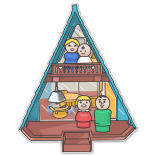 Den lilla familjen i A-Ram-huset Klistermärken