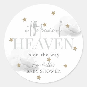 Den lilla freden av Heaven Grått Baby Shower Runt Klistermärke