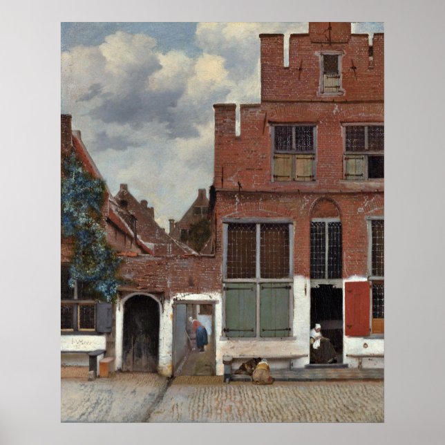 Den lilla gatan av Johannes Vermeer Poster (Framsidan)
