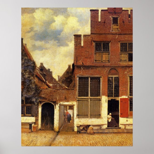 Den lilla gatan av Johannes Vermeer Poster (Framsidan)