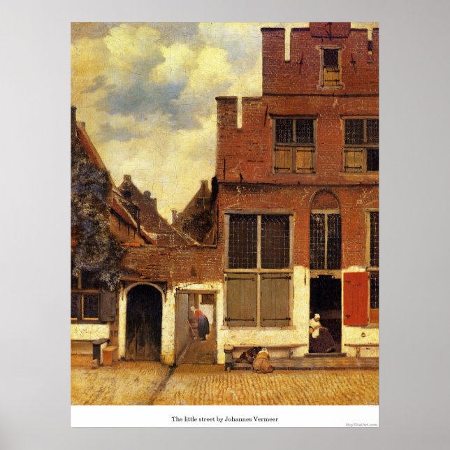 Den lilla gatan av Johannes Vermeer Poster (Framsidan)