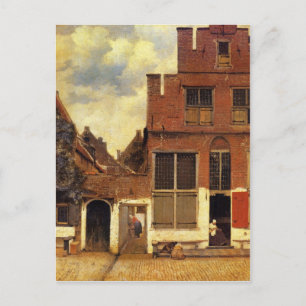Den lilla gatan av Johannes Vermeer Vykort