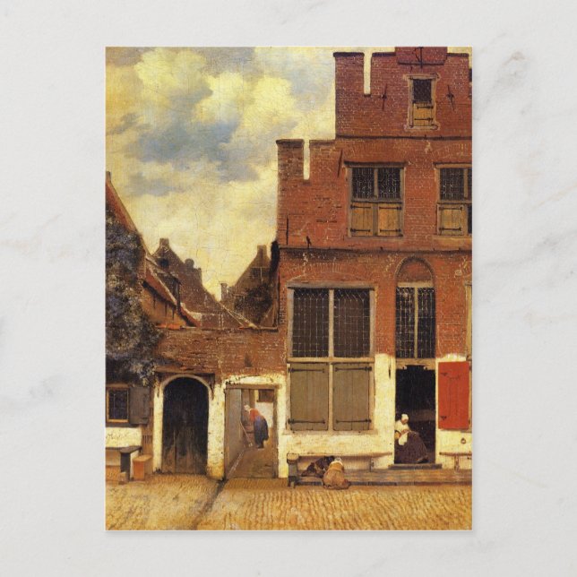 Den lilla gatan av Johannes Vermeer Vykort (Framsida)