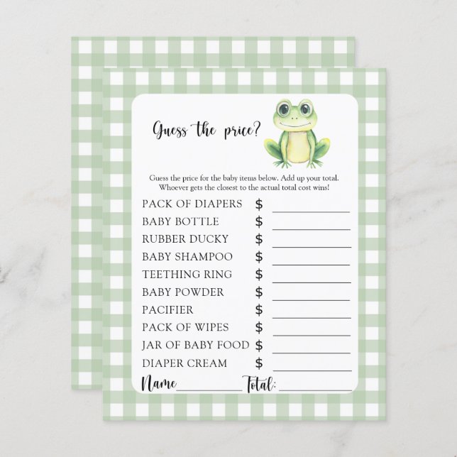 Den lilla grodan - gissa prisa! Spel (Fram/baksida)