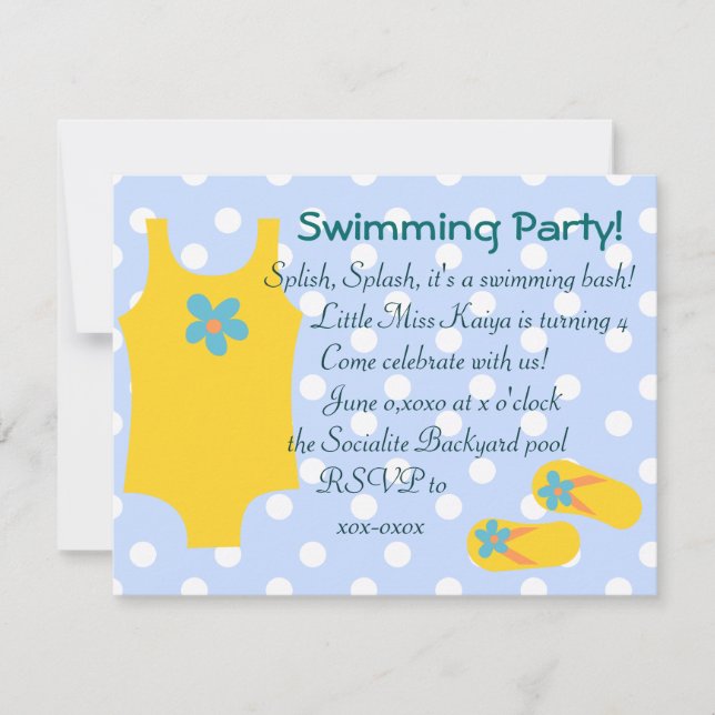 Den lilla Gulten Swimsiut Inbjudningar (Framsida)