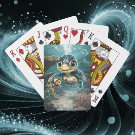 Den lilla havssköldpaddan som utforskar med sin vä casinokort