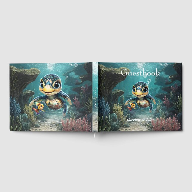 Den lilla havssköldpaddan som utforskar med sin vä gästböcker (Full)