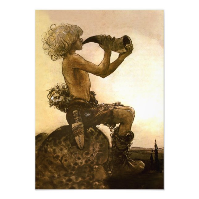 “Den lilla herden” akvarell av John Bauer Fototryck (Framsidan)