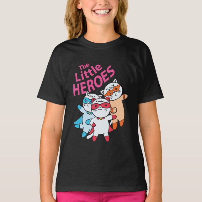 Den lilla Heroes Toppen Hero Cats Funny Cute T Shirt (Framsida)