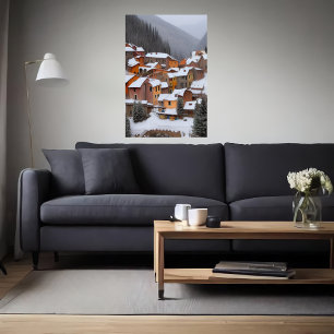 Den lilla italienska byn i berget AI Art Poster