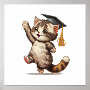 Den lilla katten lycklig studenten poster