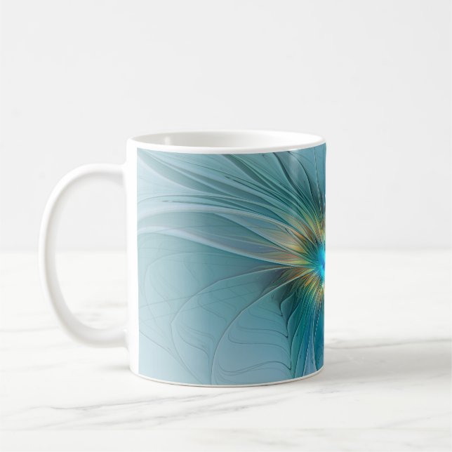 Den lilla, moderna, blå Guld-stenblomman Kaffemugg (Vänster)