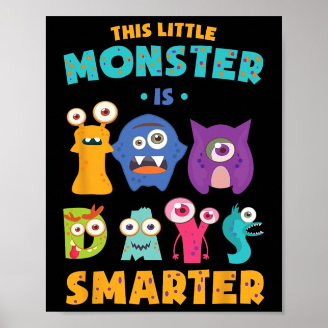 Den lilla monstern är 100 dagar Smarter School Kid Poster (Framsidan)