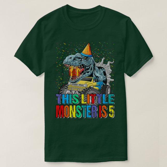 Den lilla monstern Lastbil är 5:e födelsedagen T Shirt (Design framsida)