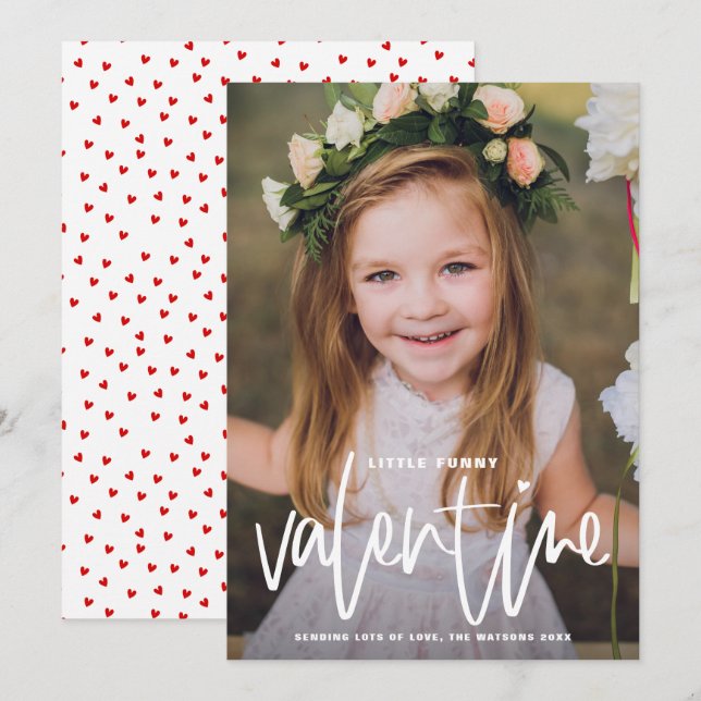 Den lilla nyfiken Valentine Lettering Valentindage Julkort (Fram/baksida)
