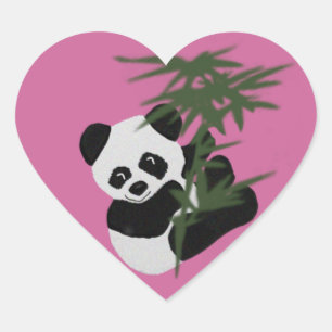 Den lilla pandan hjärtformat klistermärke