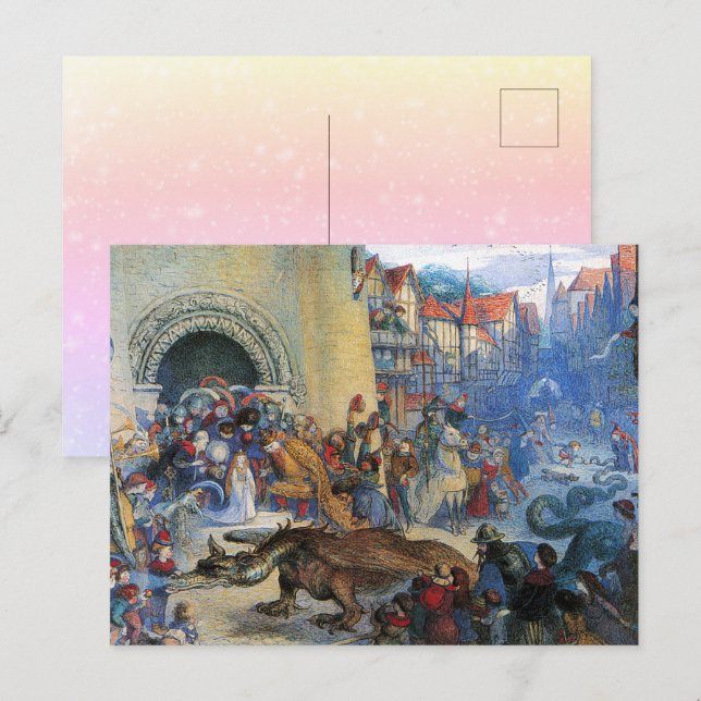 Den lilla prinsessans födelsedagsdrake vykort (Fram/baksida)