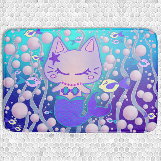 Den lilla purrmaid Kawaii Cat-Sjöjungfrun Bath Mat Badrumsmatta