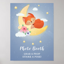 Den lilla räven på måne-babyduschfotoboden poster