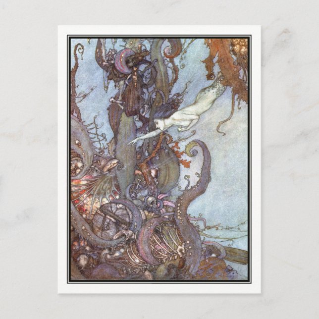 Den lilla Sjöjungfrun av Edmund Dulac Vykort (Framsida)