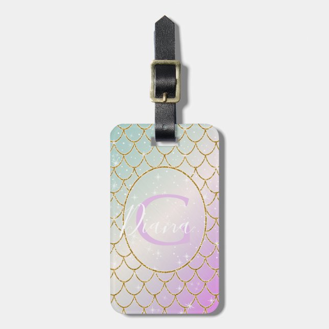 Den lilla Sjöjungfrun. Golden scales på en rosa, t Bagagebricka (Vertikal Framsida)