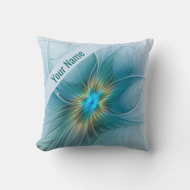 Den lilla skönhetens moderna blå Guld Fractal Namn Kudde (Framsida)