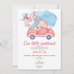 Den lilla sötaste Nallen Valentine Baby Shower Inbjudningar