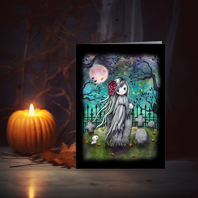 Den lilla spöket söta Halloween konstkort Kort (Skapare uppladdad)