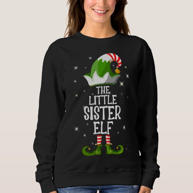 Den lilla syster Elf-familjen som matchar jul T Shirt (Framsida)