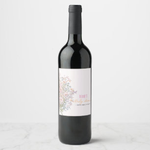 Den lilla vilda blomman är i blomning vinflaska etikett