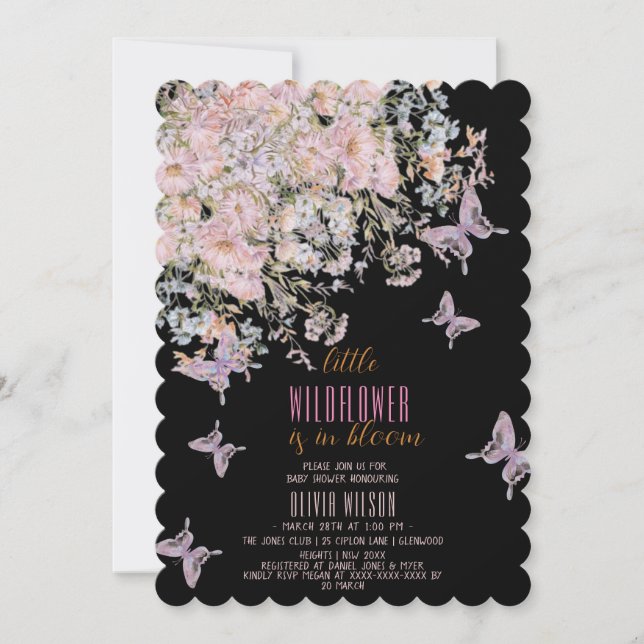 Den lilla vildblomman är i bloombabydusch#3 inbjudningar (Framsida)