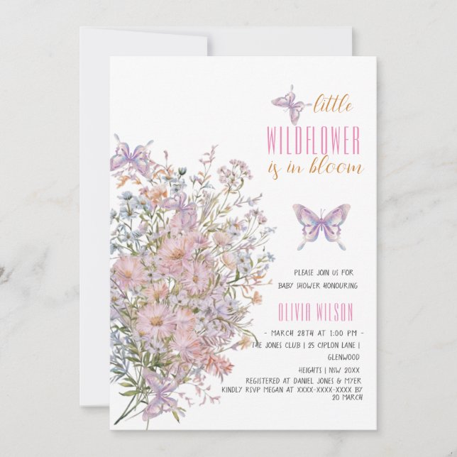 Den lilla vildblomman finns i bloombabyduschen #7 inbjudningar (Framsida)