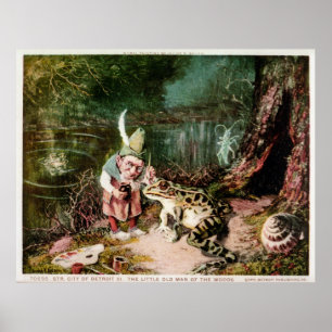 Den lille gamle mannen i Skogen Mural-Vintagen Poster