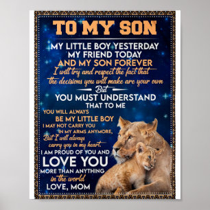 Den lille pojken i går, vän i dag Lejona Mamma til Poster