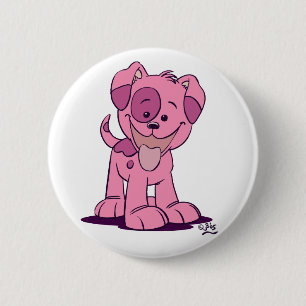 Den lite rosa valpen knäppas emblem knapp