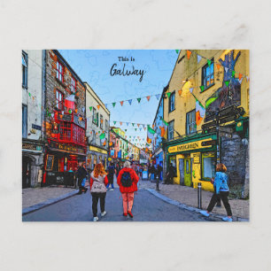 Den livliga staden Galway-Ireland Vykort