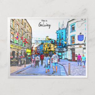Den livliga staden Galway-Ireland Vykort