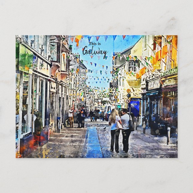 Den livliga staden Galway-Irland Vykort (Framsida)