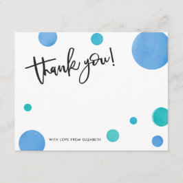 Den ljusa blåttpolkaen pricker baby showertack tack kort