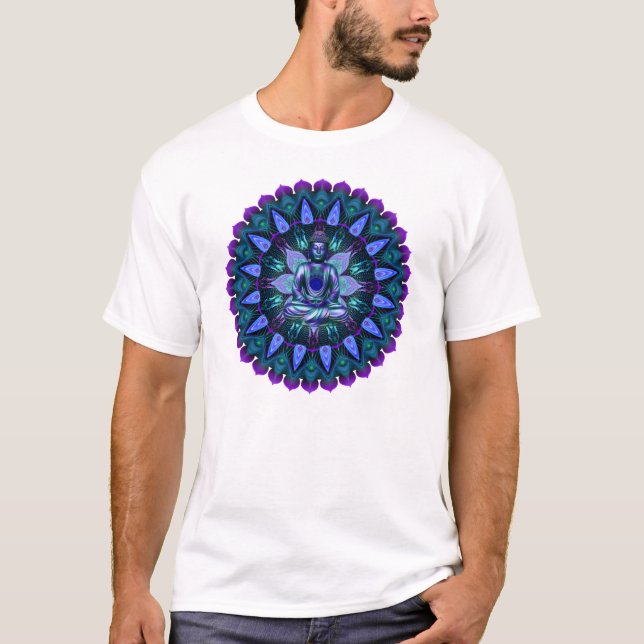 Den ljusa Buddha för afton mandalaen T Shirt (Framsida)