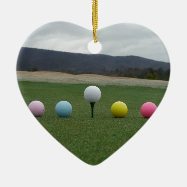 Den ljusa färgaden Golf Bollar på ett berg Julgransprydnad Keramik (Framsidan)