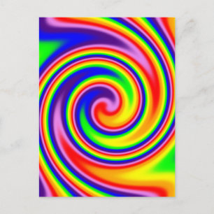 Den ljusa färgrika spiral regnbågen virvlar runt vykort