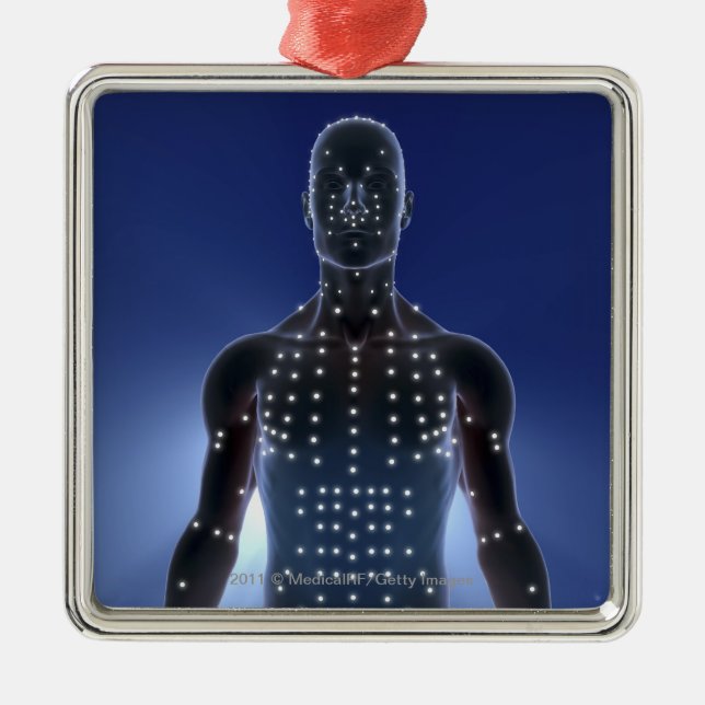 Den ljusa kartan av akupunktur pekar julgransprydnad metall (Framsidan)