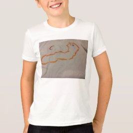 Den ljusa orange akrylen stencilerar över tee shirt