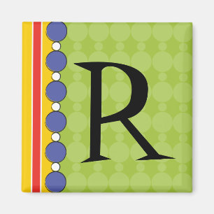 Den ljusa roliga polkaen pricker Monogrammagneten Magnet